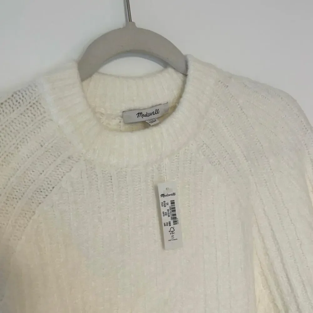 NWT Madewell Ribbed Cotton-Blend Sweater In Winter White Size XS - Picture 3 of 6
